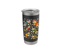 Retro Pastor Australiano Astronauta Space Dogs Mid Vaso térmico de acero inoxidable de doble pared