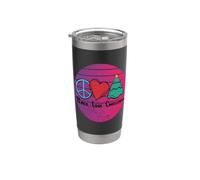 Retro Paz Amor Navidad, Paz Feliz Navidad Verde Vaso térmico de acero inoxidable de doble pared
