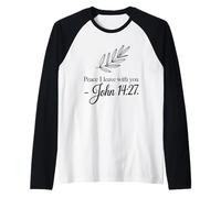 Retro Peace I Leave with You - Verso de la Biblia Christian Faith Camiseta Manga Raglan