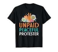 Retro Peace Sign Flowers Groovy Unpaid Peaceful Protester Camiseta