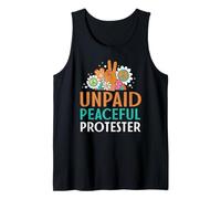 Retro Peace Sign Flowers Groovy Unpaid Peaceful Protester Camiseta sin Mangas