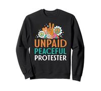 Retro Peace Sign Flowers Groovy Unpaid Peaceful Protester Sudadera
