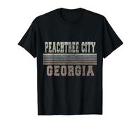 Retro Peachtree City, Georgia Camiseta gráfica económica, Hombre, Negro, XL