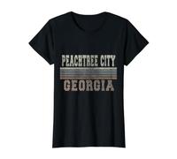 Retro Peachtree City, Georgia Camiseta gráfica económica, Mujer, Negro, M