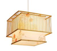 Retro-Pendelleuchte aus Bambus im Industriestil - Hängeleuchter im asiatischen Stil mit Laternenschirm aus Naturholz für Die Dekoration Von Zuhause, Café und Schlafzimmer
