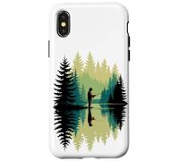 Retro Pescador Silueta Pez Pesca Carcasa para iPhone X/XS
