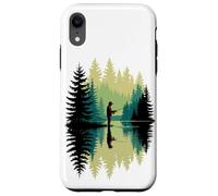 Retro Pescador Silueta Pez Pesca Carcasa para iPhone XR
