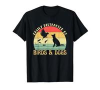 Retro Pet Dog Birds Lover Easily Distracted by Birds & Dogs Camiseta gráfica económica, Hombre, Negro, L