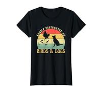 Retro Pet Dog Birds Lover Easily Distracted by Birds & Dogs Camiseta gráfica económica, Mujer, Negro, XL