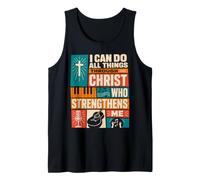 Retro Philippians 4:13 Versículo de la Biblia Culto Cristiano Música Camiseta sin Mangas