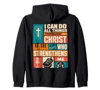 Retro Philippians 4:13 Versículo de la Biblia Culto Cristiano Música Sudadera con Capucha