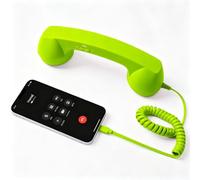 Retro Phone Handset for Cell Phone, Type-C & 3.5mm, 9in (Green,3.5mm+Lightning)