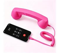 Retro Phone Handset for Cell Phone, Type-C & 3.5mm, 9in (Magenta,3.5mm + Type-C)