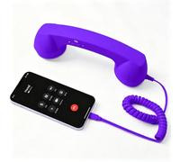 Retro Phone Handset for Cell Phone, Type-C & 3.5mm, 9in (Purple,3.5mm+Lightning)