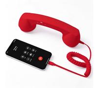 Retro Phone Handset for Cell Phone, Type-C & 3.5mm, 9in (Red,3.5mm+Lightning)