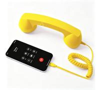 Retro Phone Handset for Cell Phone, Type-C & 3.5mm, 9in (Yellow,3.5mm+Lightning)