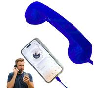 Retro Phone Handset-Phone Receiver for Cell Phones, Type-C Retro Telephone Wired Handsets Style Landline Handle Receiver for Cell Mobile Video Conferences Calls Meetings (Blue,Type-C)
