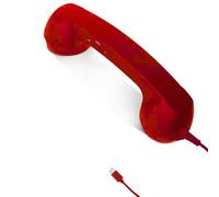Retro Phone Handset - Turn Cell Phone Into Landline, Type-C Wired Handset Style Landline Handle Receiver for Cell Mobile Video Conferences, Calls, Meetings (Red)