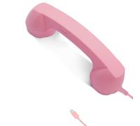 Retro Phone Handset - Turn Cell Phone Into Landline, Type-C Wired Handset Style Landline Handle Receiver for Cell Mobile Video Conferences, Calls, Meetings (Pink)