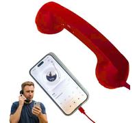 Retro Phone Handset - Type-C Phone Retro Handset for Cell Mobile Video Conferences, Calls, Meetings (Red)