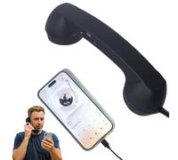 Retro Phone Handset - Type-C Pop Phone Retro Handset for Cell Mobile Video Conferences, Calls, Meetings (Black)