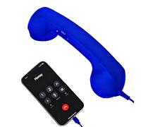 Retro Phone Handset, Type-C Retro Phone Receiver with Wired Handsets Style Landline for Cell Mobile Video Conferences, Calls (Blue)