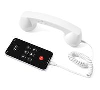 Retro Phone Handset, Type-C Retro Phone Receiver with Wired Handsets Style Landline for Cell Mobile Video Conferences, Calls (White)