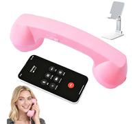 Retro Phone Handset, Type-C Retro Telephone Style Landline Handle Receiver, Wired Plug In Handheld Cell Phone Receiver with Microphone, Bluetooth Telephone Handset for Mobile (Bluetooth,Pink)