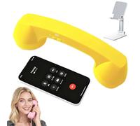 Retro Phone Handset, Type-C Retro Telephone Style Landline Handle Receiver, Wired Plug In Handheld Cell Phone Receiver with Microphone, Bluetooth Telephone Handset for Mobile (Bluetooth,Yellow)
