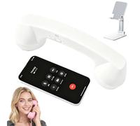 Retro Phone Handset, Type-C Retro Telephone Style Landline Handle Receiver, Wired Plug In Handheld Cell Phone Receiver with Microphone, Bluetooth Telephone Handset for Mobile (Bluetooth,White)