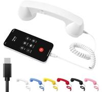 Retro Phone Handset, Type-C Retro Telephone Wired Handsets Style Landline Handle Receiver for Cell Mobile Video Conferences, Calls, Meetings