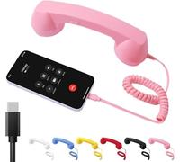 Retro Phone Handset, Type-C Retro Telephone Wired Handsets Style Landline Handle Receiver for Cell Mobile Video Conferences, Calls, Meetings