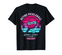 Retro Pickleball Sunset Court Club Ropa Vintage Camiseta