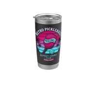 Retro Pickleball Sunset Court Club Ropa vintage Vaso térmico de acero inoxidable de doble pared