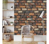 Retro Piedra Textura Papel Pintado Autoadhesivo 0.4x5 m Rojo Ladrillo Decorativo Muro Pegatina Impermeable Mate Papel Pared Grueso Fácil Limpiar Wallpaper para Dormitorio Salon Adhesivo Muebles