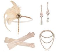Retro Pink Feather Tassel Tassel Dadbase Party Fiesta Set De Tocado De Mujer Para Mujeres,Paquete 8,Talla Única