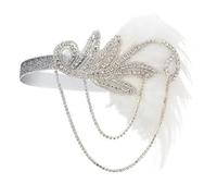 Retro Pink Feather Tassel Tassel Dadbase Party Fiesta Set De Tocado De Mujer Para Mujeres,plata,Talla Única