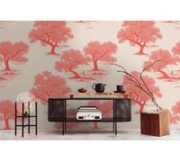 Retro Pintado Con Motivo Bosque Y Knalliger Colorante Y Gran Superficie Muste