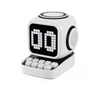 Retro Pixel Art Speaker 15W Wireless Charger Clock White Noise Speaker Home Decoration Cute Gift White