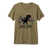 Retro Pixel T-Rex In NYC Dinosaur Yellow Taxi Graphic Camiseta Premium