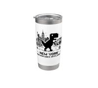 Retro Pixel T-Rex In NYC Dinosaur Yellow Taxi Graphic Vaso térmico de acero inoxidable de doble pared