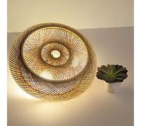 Retro Plafón de bambú natural y plafón de ratán creativo de la antigua luz cálida de la habitación abat día de ratán estilo boho e27 (50cm)