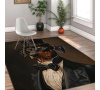 retro Plants 90x180cm Alfombra Large salon Alfombras Animal lavable for dormitorio comedor Elegant Gentleman Dog Pattern antideslizante resistente a manchas Foldable Thin Alfombrilla moderno Tapete