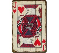 Retro Playing Card Heart Jack Metal Sign Rustic Tin Plaque for Man Cave Bar Garage Game Room 8 X 12 in