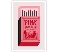 Retro Pony Club & Cowgirl Canvas, Vintage Pink Aesthetic Wall Art with West Hollywood Theme, Funny Print for Home and Dormitory Decor(Unframed,16x24inch(40x60cm))
