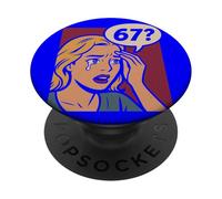 Retro Pop Art Comic 6x7 Funny Matemáticas Meme 67 Pregunta Brainrot PopSockets PopGrip Adhesivo