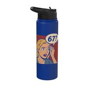 Retro Pop Art Comic 6x7 Funny Matemáticas Meme 67 Pregunta Brainrot Stainless Steel Insulated Water Bottle