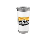 Retro Portland Oregon City Skyline Mount Hood Rayos de sol Vaso térmico de acero inoxidable de doble pared