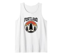 Retro Portland Sunset Mountain Design Vintage Oregon Forest Camiseta sin Mangas