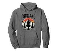 Retro Portland Sunset Mountain Design Vintage Oregon Forest Sudadera con Capucha